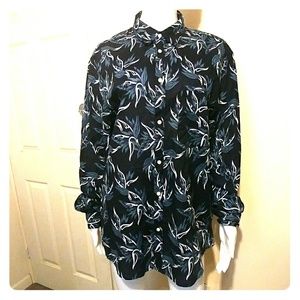 H&M men's floral print button-down shirt Sz L